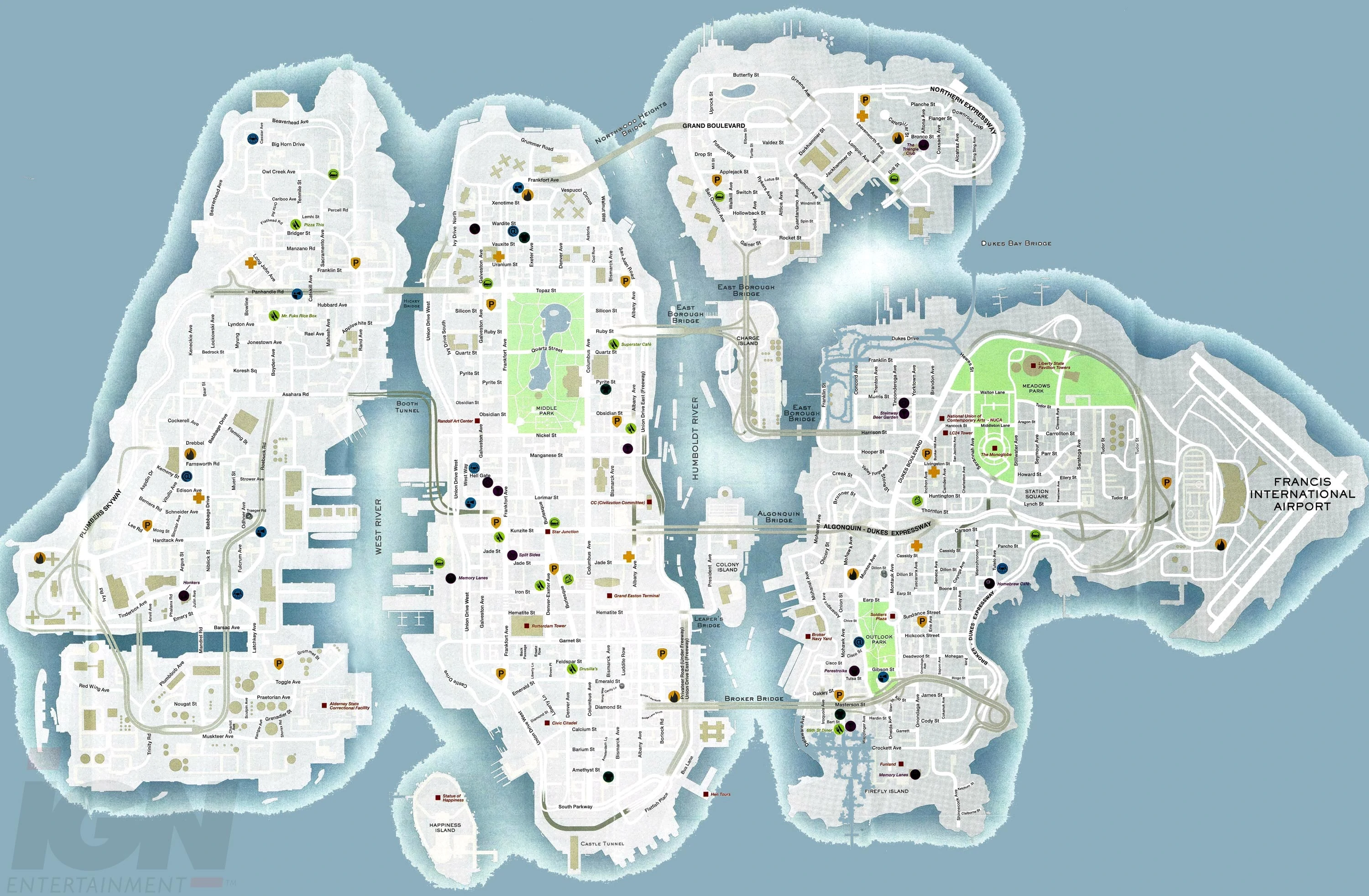 LIberty City Map with street names